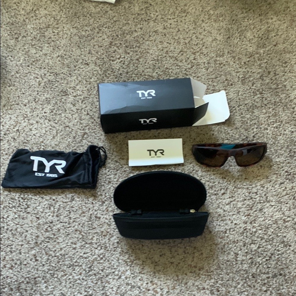 TYR Brown Sunglasses with Protective Cases